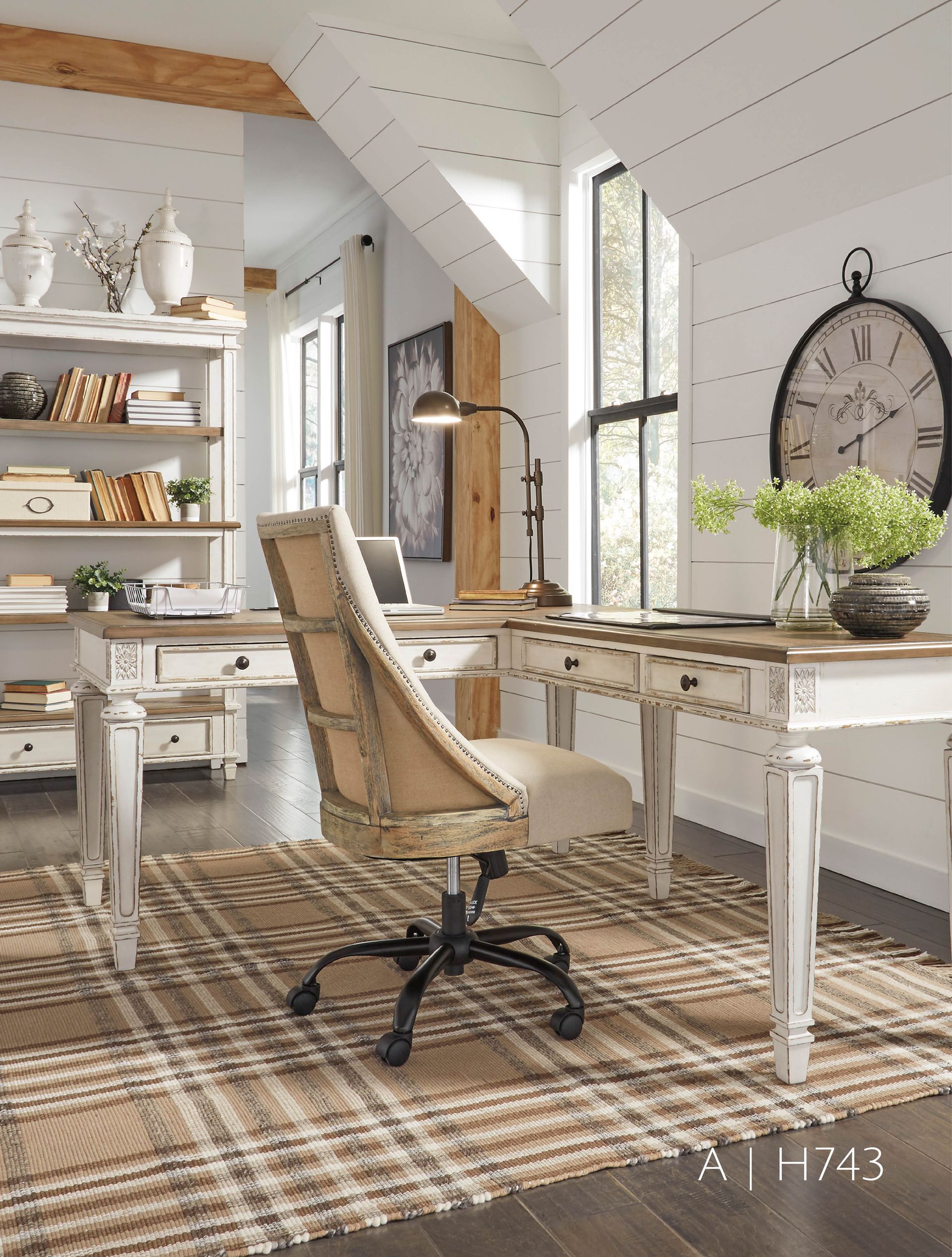 home office in light washed wood