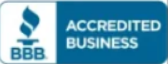 BBB Accredited Business logo in blue and white with torch icon