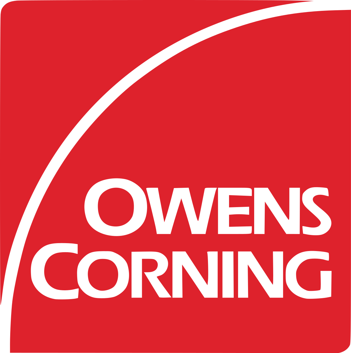 The logo for owens corning is red and white