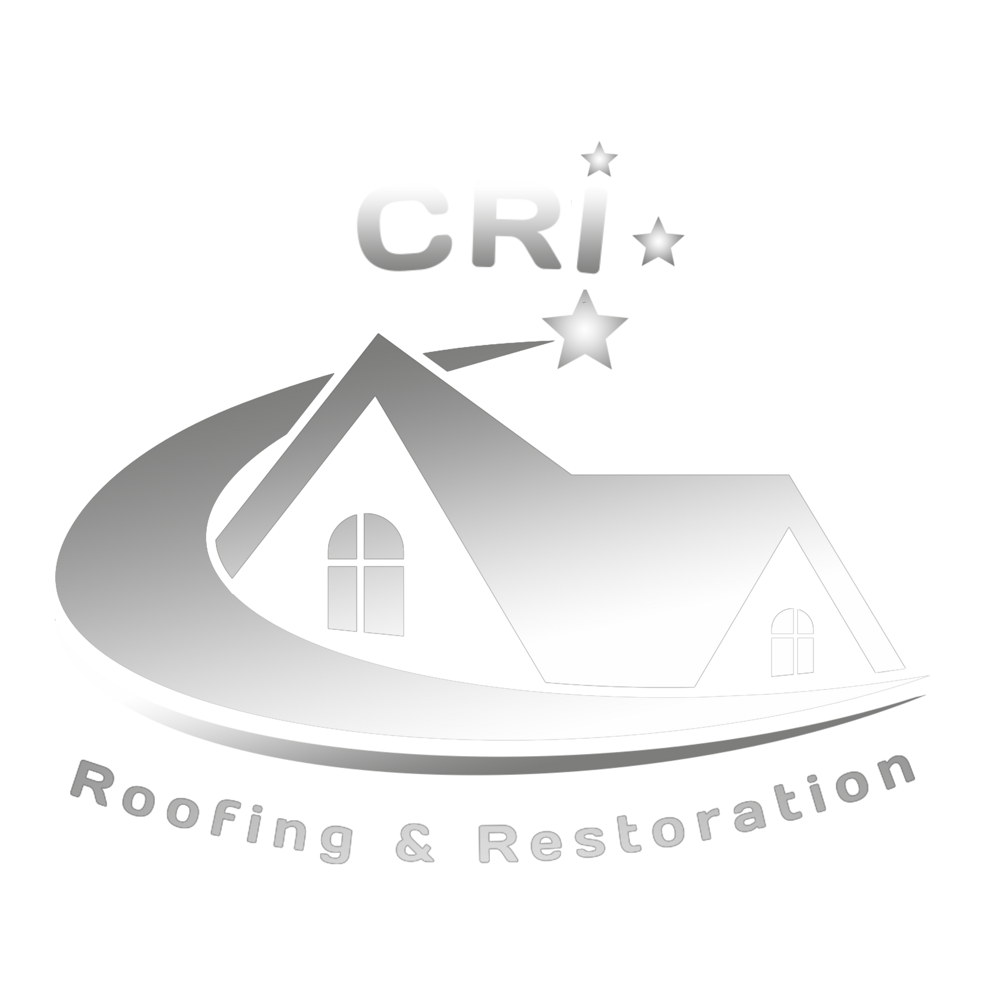 A roofing and restoration logo with a house and a star.