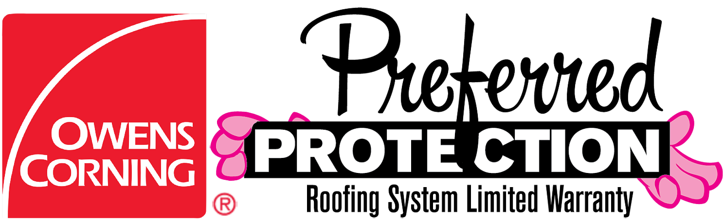 The logo for owens corning preferred protection roofing system limited warranty