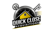 A logo for quick close acquisitions with a house and two keys