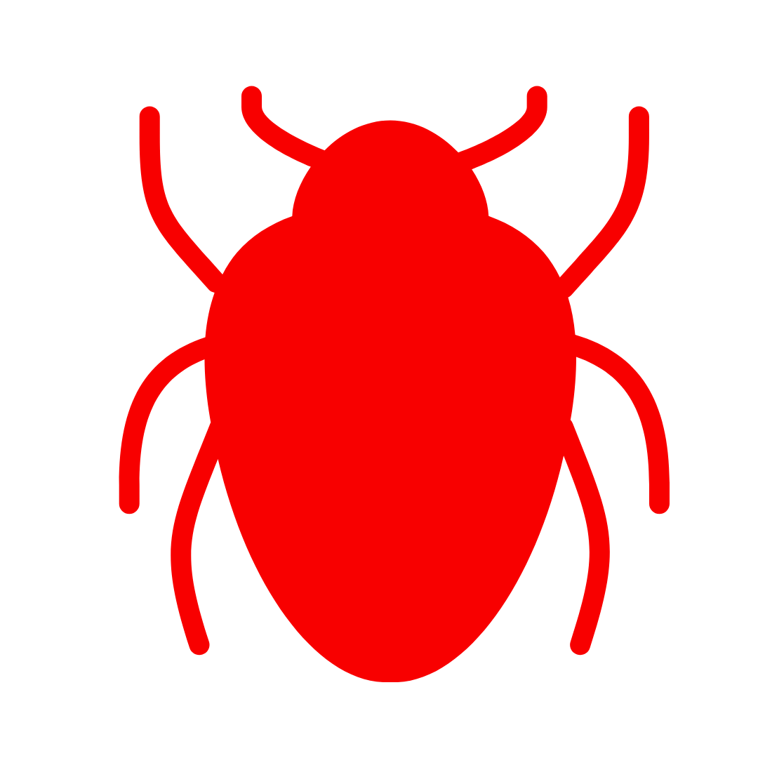 Red beetle icon silhouette on white background