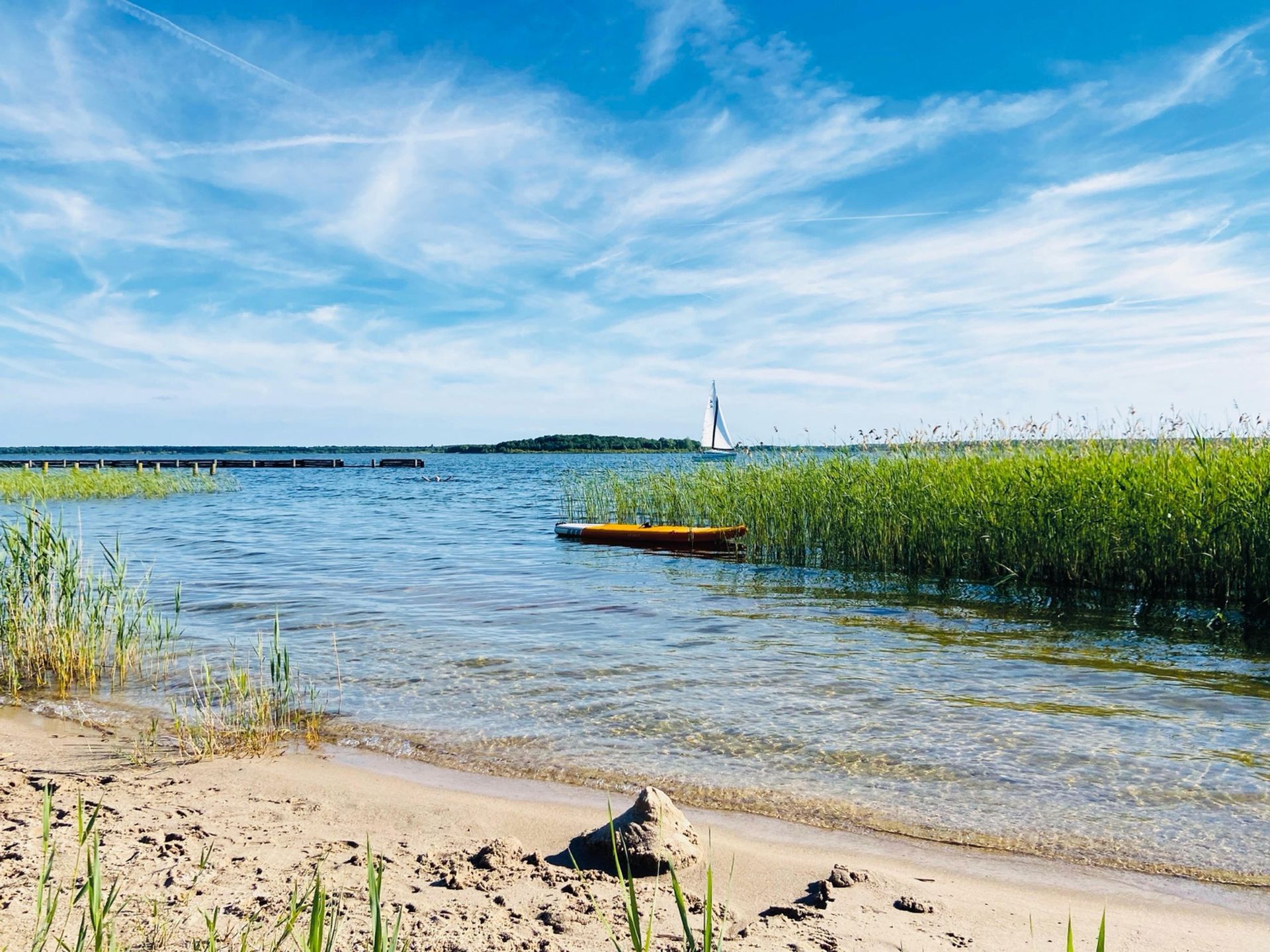Flach abfallender Strand am Ferienhaus Seegelblick