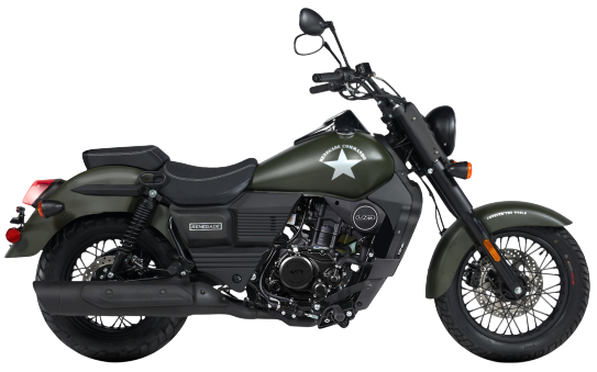 Motocicletta naked TVS grigio scuro con cerchi rossi e forcella dorata