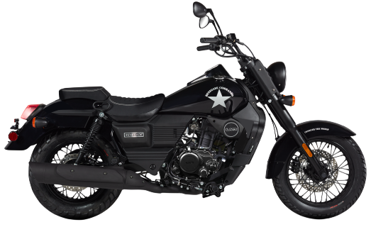 Una motocicletta TVS Ronin color argento con strisce da corsa rosse, vista di profilo su sfondo bianco.