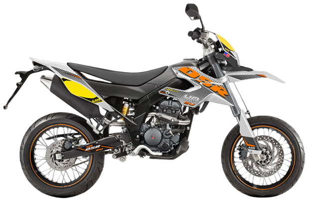 Una motocicletta TVS Ronin color argento con strisce da corsa rosse, vista di profilo su sfondo bianco.