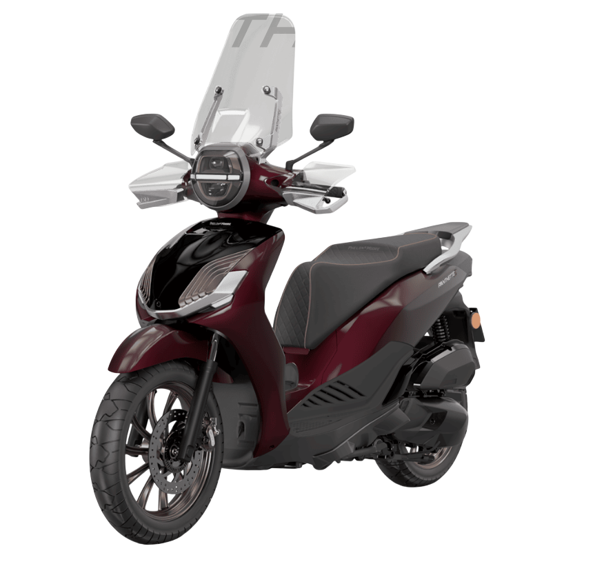 Uno scooter TVS Jupiter 125 grigio opaco, visto di profilo su sfondo bianco.