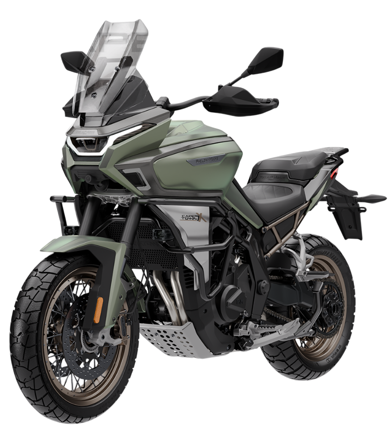 Moto sportiva TVS Apache RR 310 rossa su cavalletto rosso