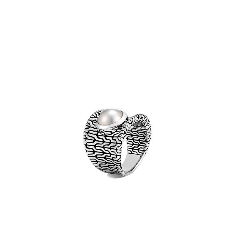John Hardy Classic Motif Pearl Saddle Ring