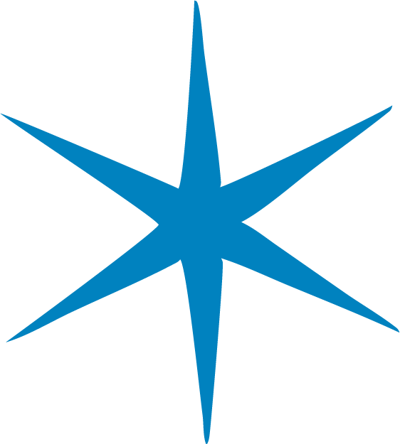 A blue and white letter d on a white background.