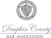 A black and white logo for dauphin county bar association.
