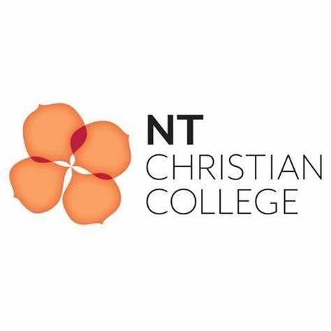 Logo for NT Christian College. Features an orange flower-like design on the left and the text