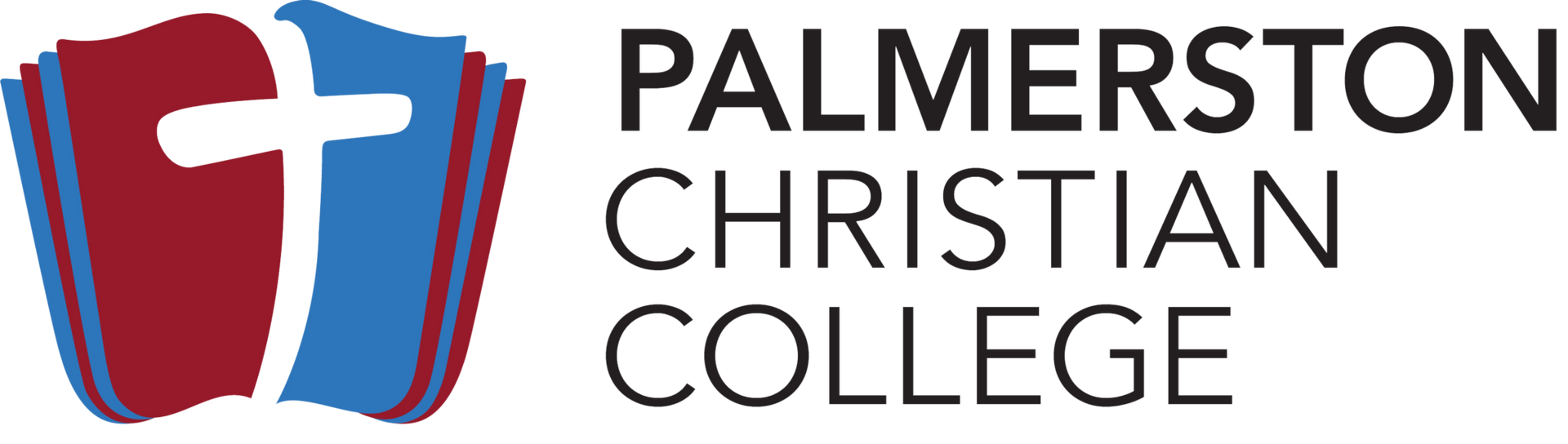 Logo for Palmerston Christian College featuring a cross inside a shield-like shape, with the school name to the right.