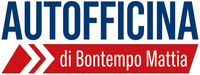 Logo di AUTOFFICINA di Bontempo Mattia in blu e rosso con chevron stilizzati