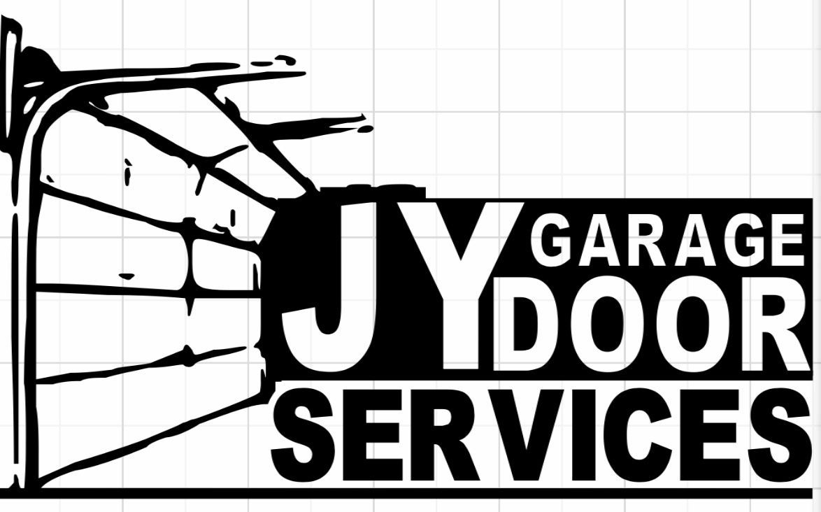 A black and white logo for a garage door service company.