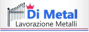 Logo per Di Metal Lavorazione Metalli con testo blu e nero e corona rossa sopra la “i”