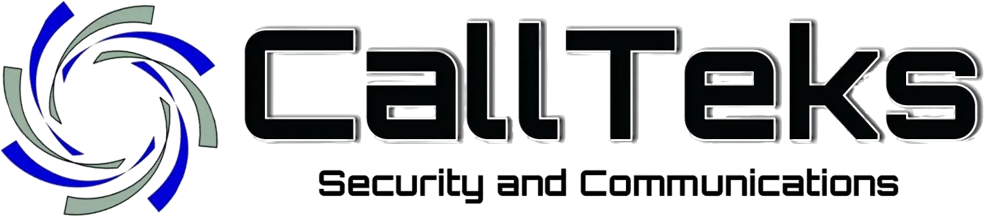 CallTeks logo with swirling blue and gray design and text