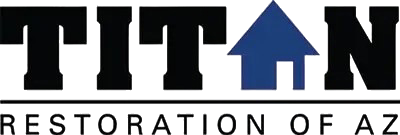 TITAN Restoration of AZ logo with black text and blue house roof icon