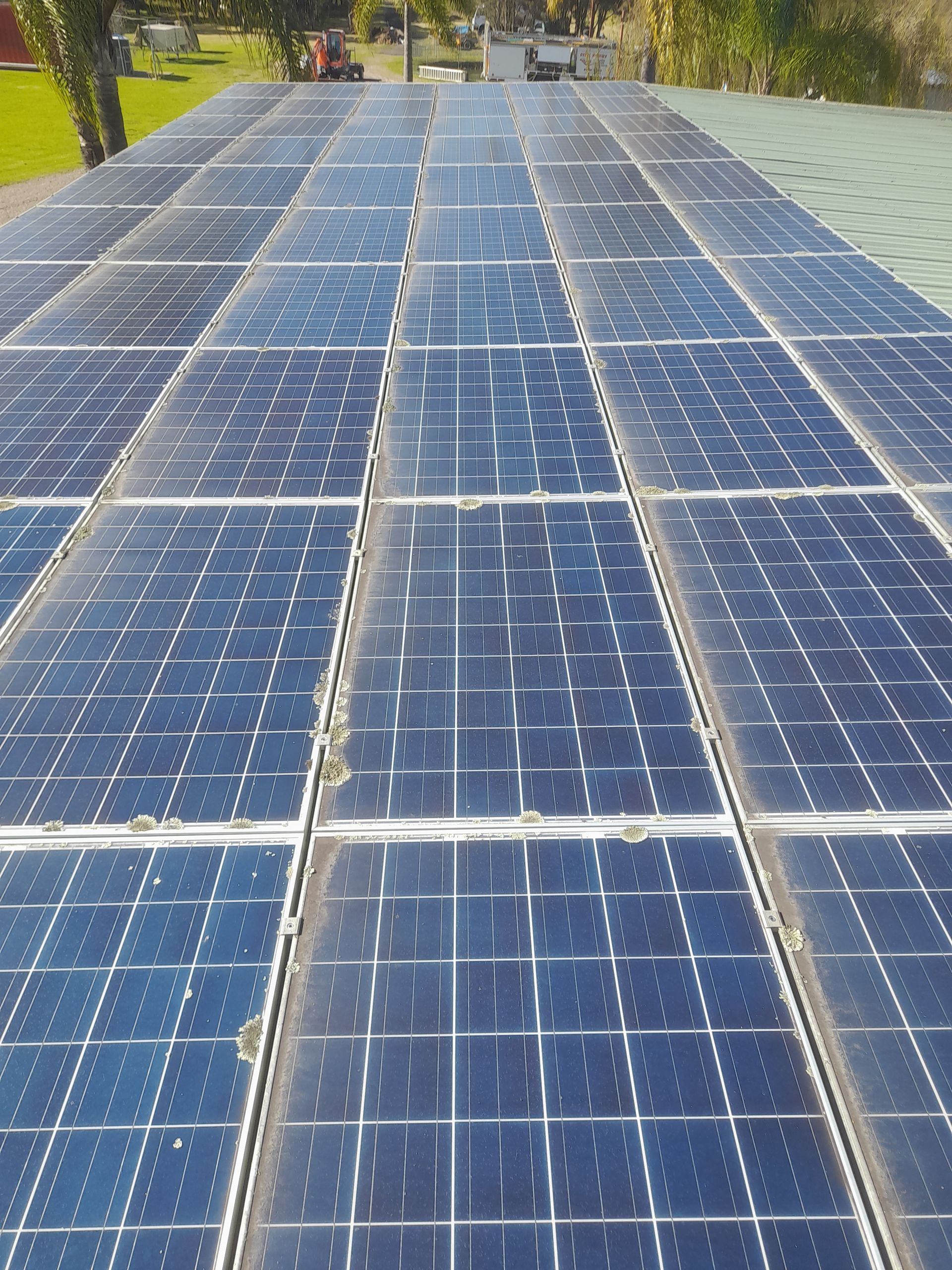 Dirty solar panels requiring cleaning