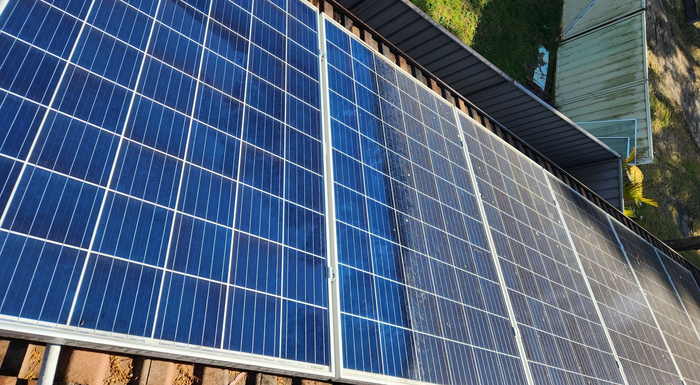 Before and after solar cleaning