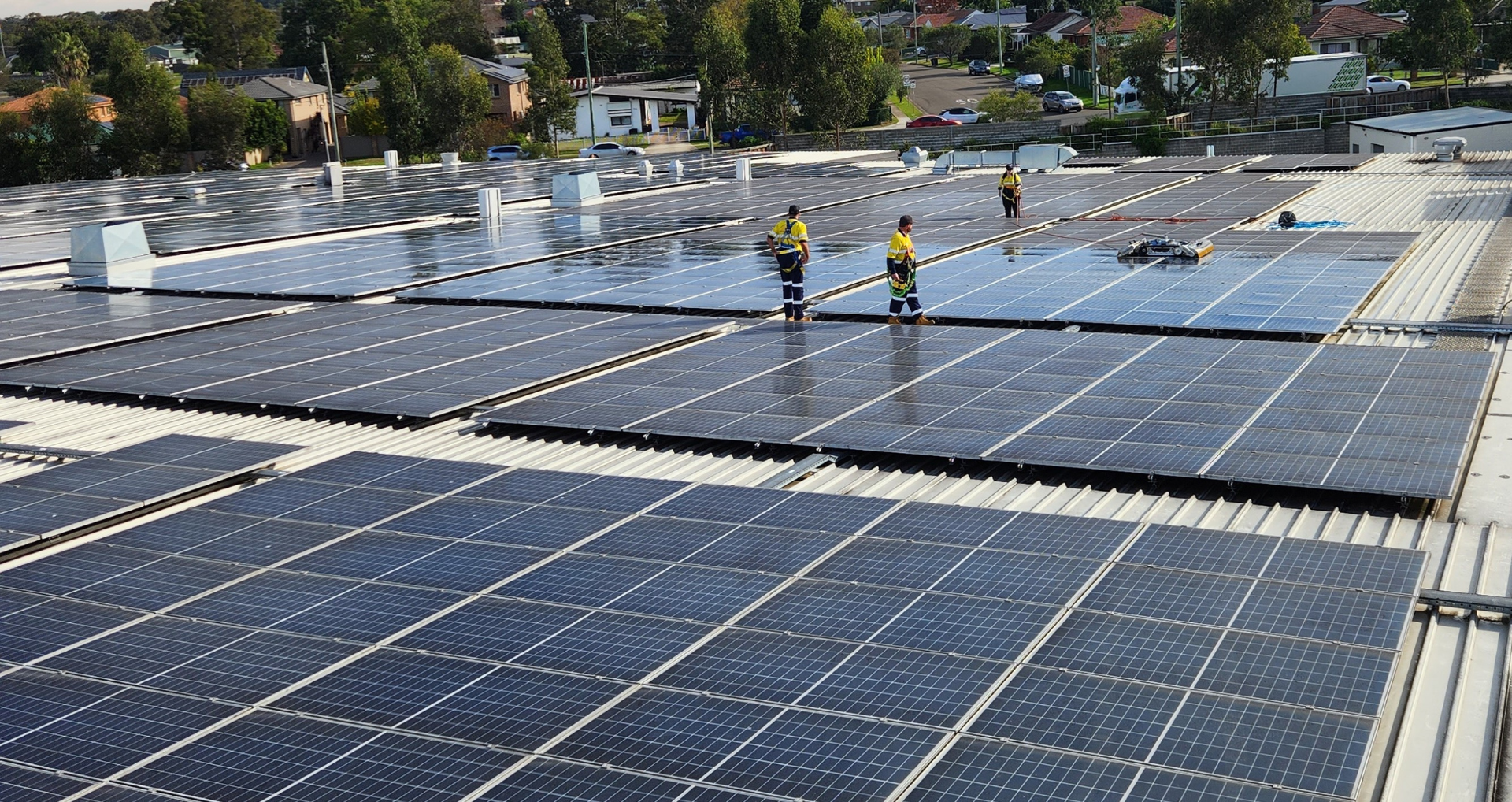 Large scale solar cleaning