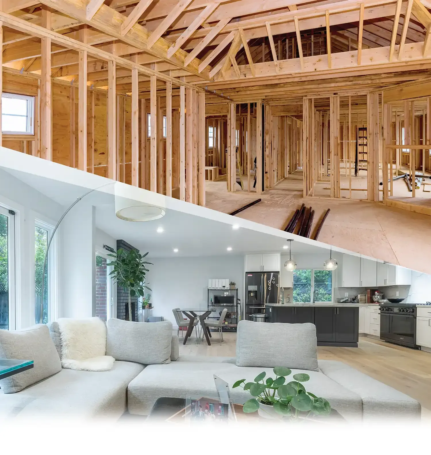 a house is being remodeled and there is a staircase in the middle of the room .