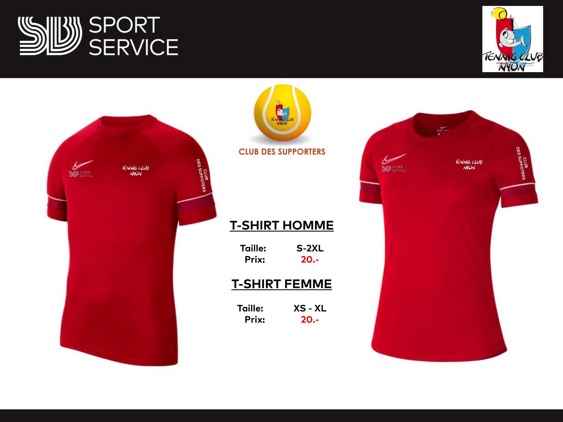 Un t-shirt rouge pour homme et un t-shirt rouge pour femme
