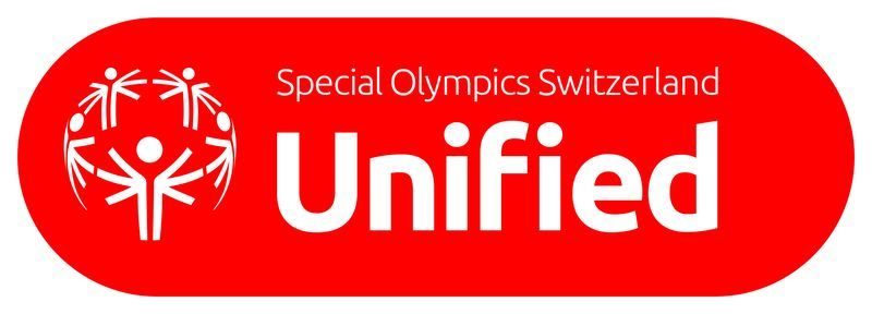 Un bouton rouge sur lequel est écrit Special Olympics Suisse Unified
