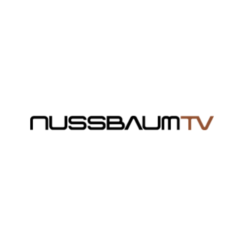 Un logo pour nussbaum tv sur fond blanc