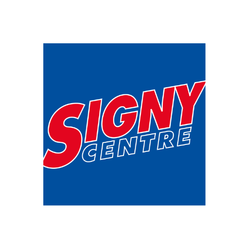 Le logo du centre de signalisation est sur fond bleu.