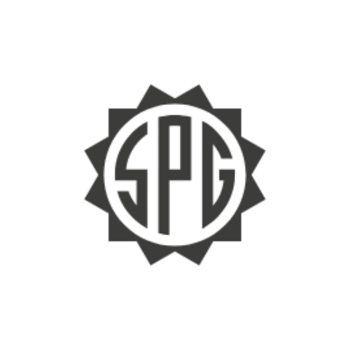 Un logo noir et blanc pour SPG en forme de soleil