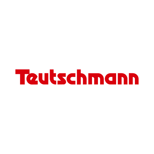 Le logo teutschmann est rouge sur fond blanc.