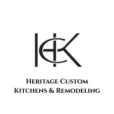 Black logo reading “Heritage Custom Kitchens & Remodeling” on a white background.