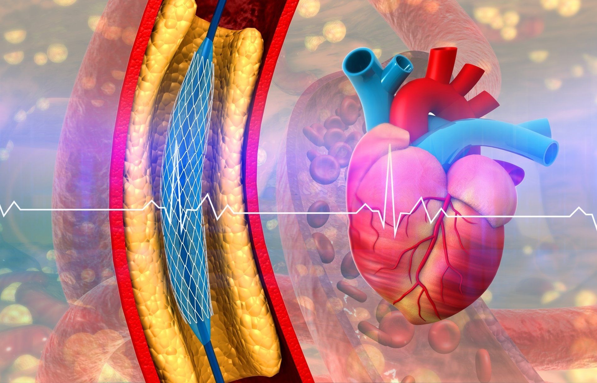 a computer generated image of a heart with a heartbeat line