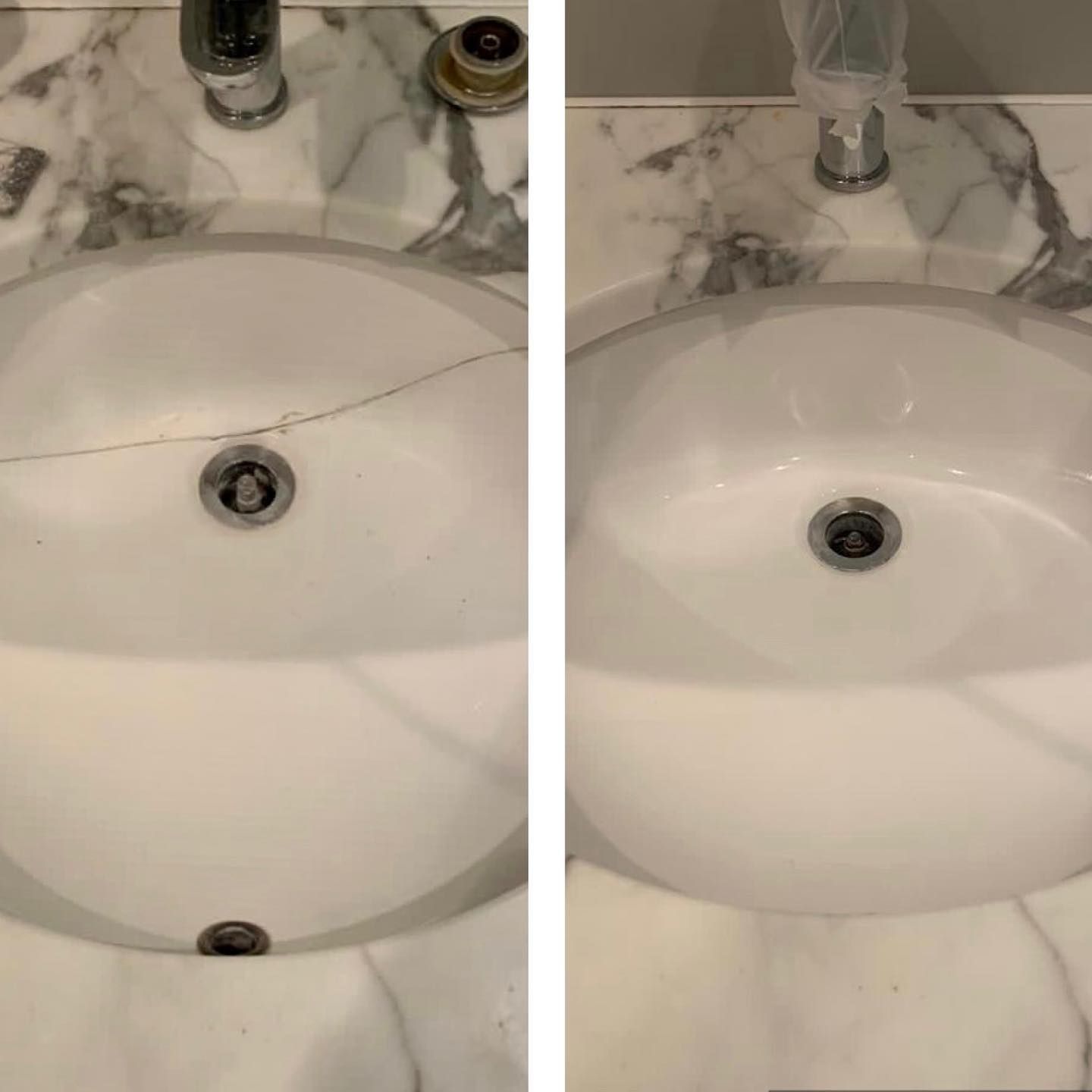 sink crack repair before and after picture
