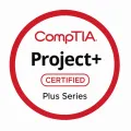 CompTIA Project+ Certified Plus Series logo in red and black circular design