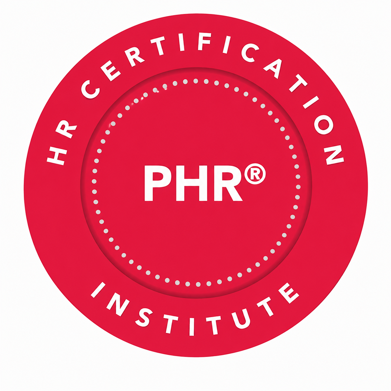 Red circular PHR certification seal with white text and an inner pink center.