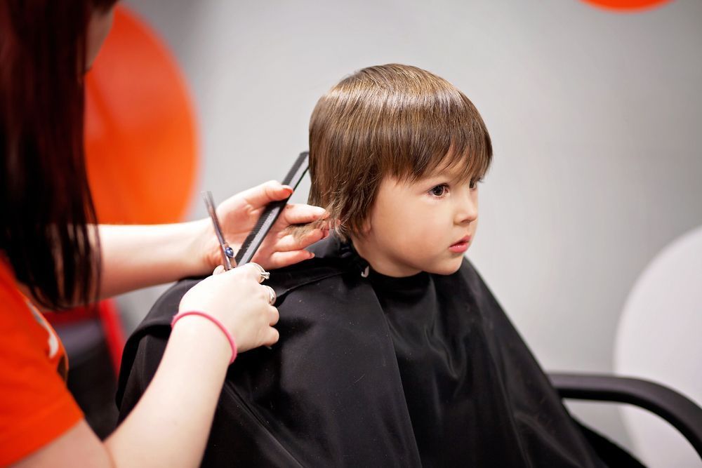 A Young Boy Getting a Haircut at a Salon. a Stylist Cuts the Child's Brown Hair — Lavish Hair in Shepparton, VIC