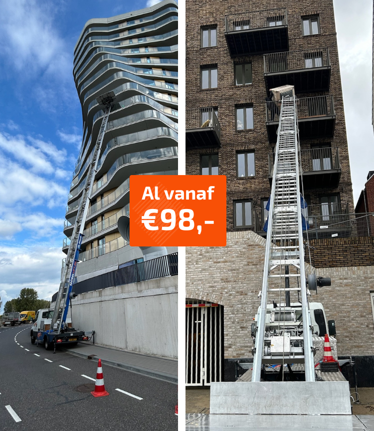 Een gebouw met een bord waarop staat al vanaf 98