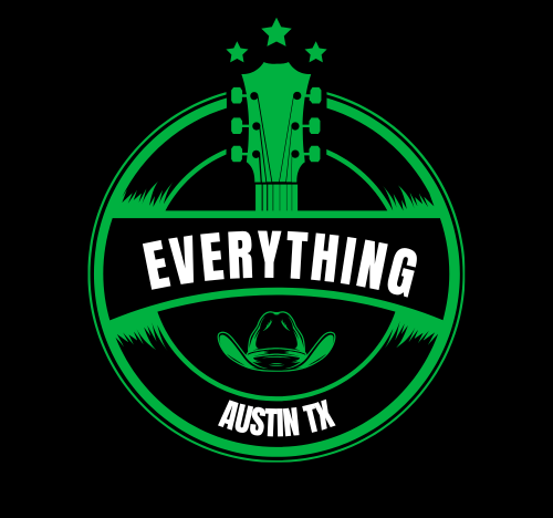 Justin Rossi Real Estate Green and black Everything Austin TX logo with guitar, stars, and cowboy hat.