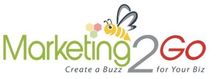 Marketing2Go logo with green and orange text and a yellow bee icon, reading “Create a Buzz for Your Biz.”