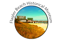 Flagler Beach Historical Museum logo with seaside pier and dunes under arched text