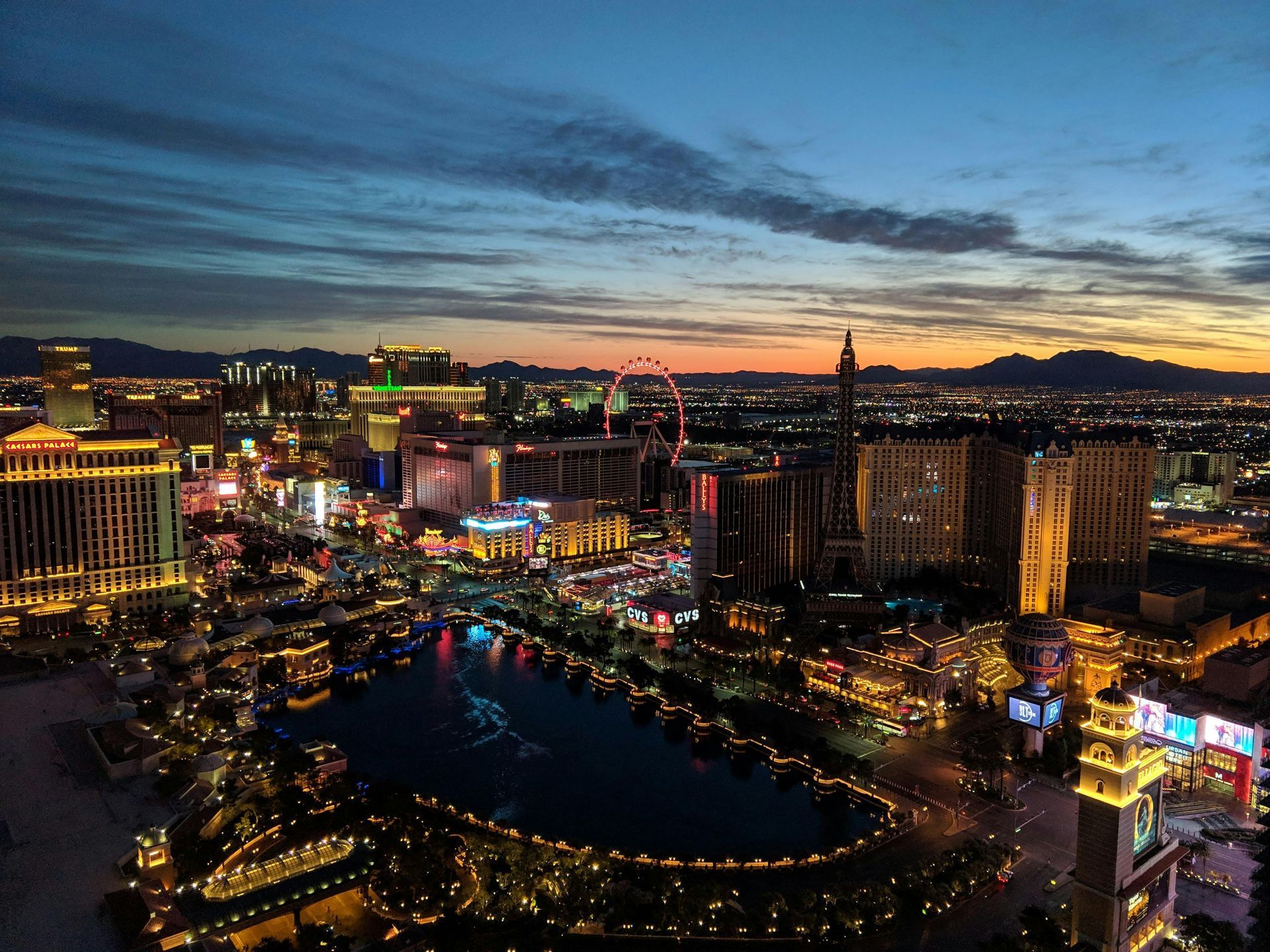 Drone view of the Las Vegas strip