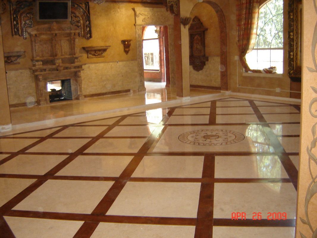 Ornate room with marble tiled floor