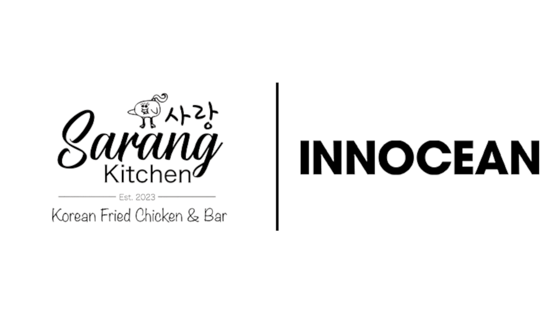 Logo: Sarang Kitchen next to INNOCEAN. Sarang Kitchen has a chicken graphic.