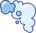 A cartoon drawing of a cloud with bubbles coming out of it.