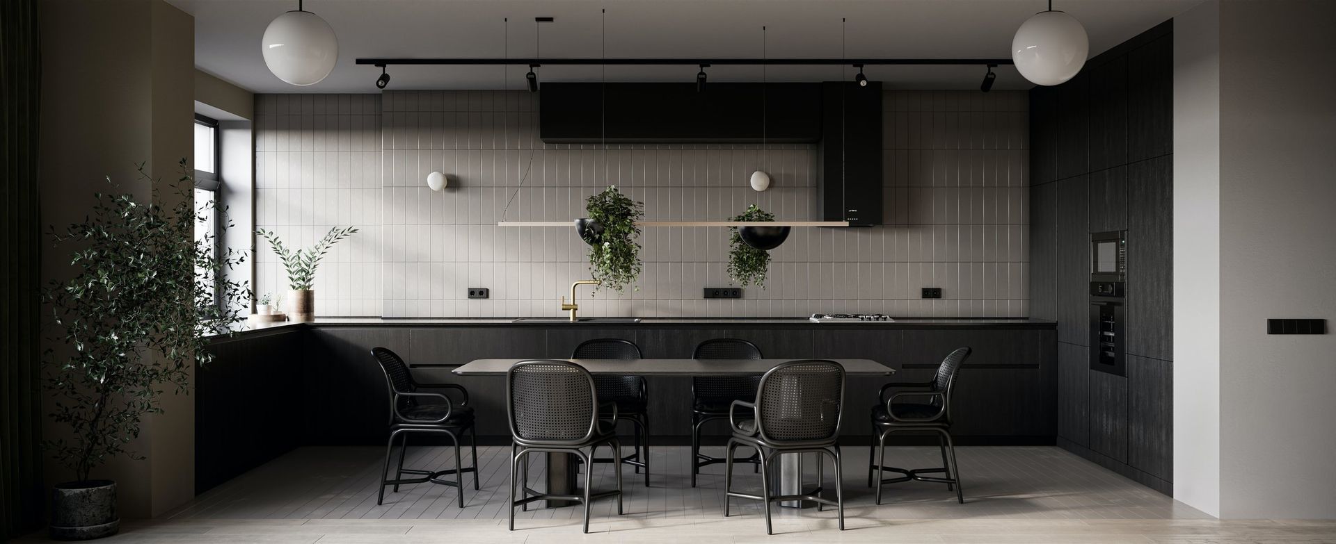Black and gray toned modern kitchen
