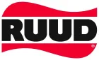 RUUD logo: black text on white, with red curved bands above and below.