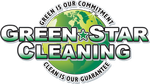 Green Star Cleaning logo in green and black with circular slogan, “Green is our commitment, clean is our guarantee.”